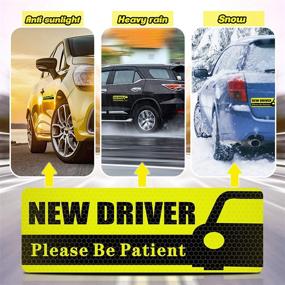 img 1 attached to 🚗 QSUM New Driver Magnet Safety Sign for Car - Learner Please be Patient - 3Pcs 10x3.5inch Highly Reflective Rookie Sticker for Novice or Beginner (Black)