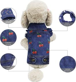 img 2 attached to 🐶 Джинсовая собачья куртка Pet Clothes Vest Puppy Jumpsuit с отложным воротником, с капюшоном и капюшоном для собак маленьких и средних пород, классическая синяя одежда для кошек.