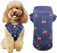 🐶 джинсовая собачья куртка pet clothes vest puppy jumpsuit с отложным воротником, с капюшоном и капюшоном для собак маленьких и средних пород, классическая синяя одежда для кошек. логотип