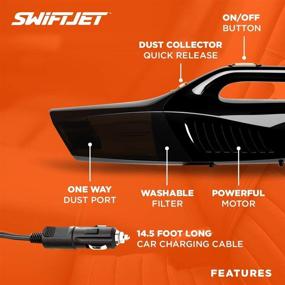 img 1 attached to 🚗 SwiftJet Car Vacuum Cleaner: Compact and Powerful Automotive Cleaning Equipment for Men and Women Detailing