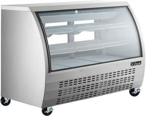 img 4 attached to Xiltek New 65" Commercial All Stainless Steel Curved Glass Refrigerated Deli Case Display Case With LED Lighting And Casters