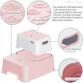 img 1 attached to Розовый противоскользящий двойной табурет-стремянка для детей - приучение к горшку в ванной, кухне и туалете
