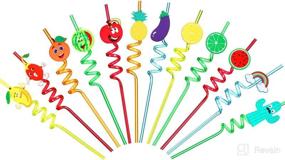 img 2 attached to 🍹 FZR Legend 24 Flamingo Fruit Cactus Reusable Plastic Straws: Perfect Hawaiian Beach Party Decorations & Favors (24 SET)