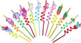 img 3 attached to 🍹 FZR Legend 24 Flamingo Fruit Cactus Reusable Plastic Straws: Perfect Hawaiian Beach Party Decorations & Favors (24 SET)