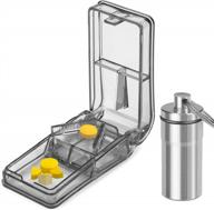 johnbee pill cutter - usa design, cuts small & large pills, splitter with shield keychain holder bonus (gray) logo