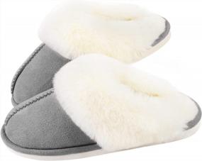 img 4 attached to 👣 Parlovable Women's Slippers - Fuzzy Warm and Comfy Faux Fur Slip-on Fluffy Bedroom House Shoes with Memory Foam, Suede, Cozy Plush, Breathable, Anti-Slip, Indoor & Outdoor Winter