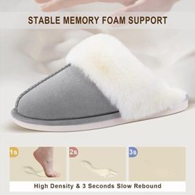 img 1 attached to 👣 Parlovable Women's Slippers - Fuzzy Warm and Comfy Faux Fur Slip-on Fluffy Bedroom House Shoes with Memory Foam, Suede, Cozy Plush, Breathable, Anti-Slip, Indoor & Outdoor Winter