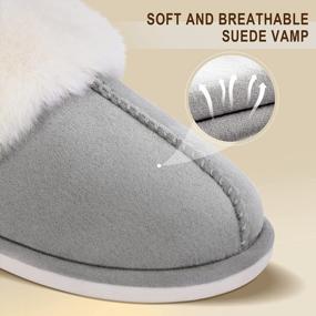 img 3 attached to 👣 Parlovable Women's Slippers - Fuzzy Warm and Comfy Faux Fur Slip-on Fluffy Bedroom House Shoes with Memory Foam, Suede, Cozy Plush, Breathable, Anti-Slip, Indoor & Outdoor Winter
