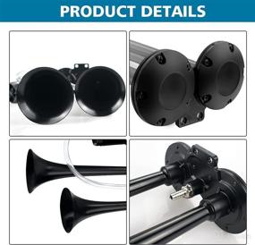 img 3 attached to Super Loud 12V 150db Air Horn Kit for Trucks Cars, Dual Trumpet Air Horns with Compressor – Ideal for 12V Vehicles, Motorcycles, Pickups, Trains, Boats (Black)