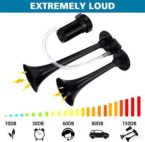 img 1 attached to Super Loud 12V 150db Air Horn Kit for Trucks Cars, Dual Trumpet Air Horns with Compressor – Ideal for 12V Vehicles, Motorcycles, Pickups, Trains, Boats (Black)