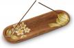 modern mango wood incense stick holder - fire resistant wooden ash catcher for home décor logo