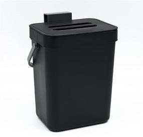 img 4 attached to 3L черный маленький контейнер для компоста на столешнице с крышкой, мини-кухонный подвесной мусорный бак для отходов ежедневного приготовления пищи, без запаха, плотно герметичный монтажный мусорный бак