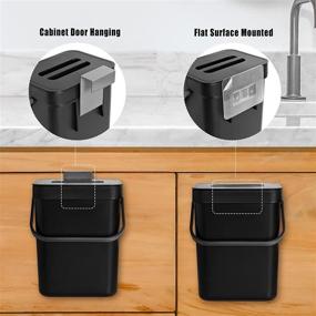 img 3 attached to 3L черный маленький контейнер для компоста на столешнице с крышкой, мини-кухонный подвесной мусорный бак для отходов ежедневного приготовления пищи, без запаха, плотно герметичный монтажный мусорный бак