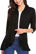 stylish and comfortable: zeagoo women's draped ruffle cardigan with soft knit sweater and 3/4 sleeves logo