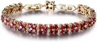gold plated swarovski elements crystal round red tennis bracelet by gulicx - fashionable and elegant logo
