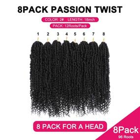 img 1 attached to 8 упаковок 18-дюймовых вязаных волос Passion Twist для женщин - получите идеальное синтетическое плетение с предварительно скрученными вьющимися волосами Passion Twists в оттенке № 2