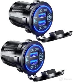 img 4 attached to 🔌 【2 Pack】 Fast Charge 3.0 Dual USB Charger Socket, Waterproof 36W USB Outlet with Touch Switch & Blue LED DIY Kit for 12V/24V Car Boat Marine ATV Bus Truck Golf - Improved SEO