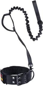 img 4 attached to Adjustable Nylon K9 Tactical Dog Collar And Leash With D-Ring & Buckle For Medium Large Dogs - JiePai Military Bungee Dog Collar (Black,L)