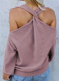 img 1 attached to Women'S Long Sleeve Crisscross Backless Knitted Sweater Jumper Top - Winter Casual Loose Fit