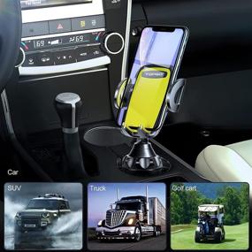 img 2 attached to 🌟 TOPGO Cup Holder Phone Mount - Secure & Stable Car Cell Phone Holder for iPhone & Samsung - Yellow