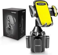 🌟 topgo cup holder phone mount - secure & stable car cell phone holder for iphone & samsung - yellow logo