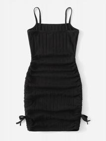 img 3 attached to Girl'S Drawstring Side Ribbed Knit Bodycon Cami Dress By SOLY HUX