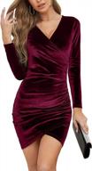 arolina women's velvet bodycon dress with v-neckline and ruched details for christmas parties and cocktail events logo