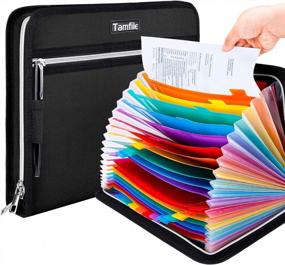 img 4 attached to Tamfile Fireproof Waterproof Safe Expanding Document Organizer With 24 Pockets, Portable Money File Bag Filing Holder And Color Labels, A4 Letter Size (Black, 14.3" X 9.8")