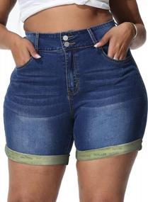 img 4 attached to Stay Cool And Fashionable: Uoohal'S High Waisted Folded Hem Denim Shorts For Plus Size Women This Summer