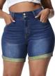 stay cool and fashionable: uoohal's high waisted folded hem denim shorts for plus size women this summer logo