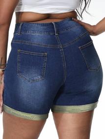 img 3 attached to Stay Cool And Fashionable: Uoohal'S High Waisted Folded Hem Denim Shorts For Plus Size Women This Summer