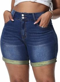 img 2 attached to Stay Cool And Fashionable: Uoohal'S High Waisted Folded Hem Denim Shorts For Plus Size Women This Summer