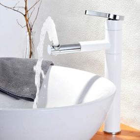 img 3 attached to OWOFAN 11.8" Contemporary Chrome & White Vessel Sink Faucet With Rotating Spout - WF-701B