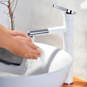 img 2 attached to OWOFAN 11.8" Contemporary Chrome & White Vessel Sink Faucet With Rotating Spout - WF-701B