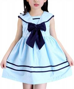 img 4 attached to Sleeveless School Uniform Dress For Big Girls With Nautical Sailor Style And Bow Tie By AMEBELLE