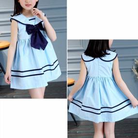 img 1 attached to Sleeveless School Uniform Dress For Big Girls With Nautical Sailor Style And Bow Tie By AMEBELLE
