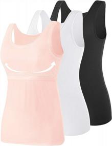 img 4 attached to Comfortable And Stylish Women'S Tank Tops With Built-In Bra For Layering And Activewear