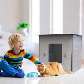 img 3 attached to 🐱 Palram Lucy Cat Litter Box with Drawer - Enclosed Kitty Litter Tray with Lid - Waterproof, Gray - Ideal for Small to Medium Feline Breeds