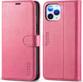 img 4 attached to TUCCH Wallet Case For IPhone 12 Pro Max 5G, RFID Blocking PU Leather Stand Folio Cover With TPU Protective Interior Shell, Magnetic Card Slot Flip Case Compatible With IPhone 12 Pro Max 6.7”, Hot Pink
