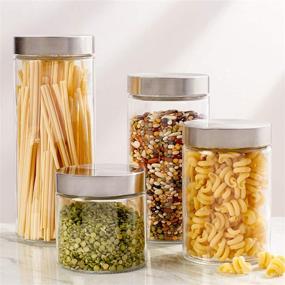 img 2 attached to 🏺 Estilo 8 Piece Glass Canisters and Spice Jar Set: Clear, Stainless Steel Screw On Lids for Organized Storage