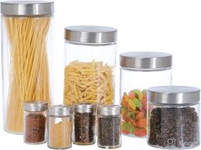 img 1 attached to 🏺 Estilo 8 Piece Glass Canisters and Spice Jar Set: Clear, Stainless Steel Screw On Lids for Organized Storage