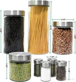 img 3 attached to 🏺 Estilo 8 Piece Glass Canisters and Spice Jar Set: Clear, Stainless Steel Screw On Lids for Organized Storage