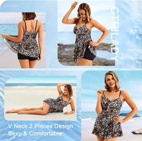 img 1 attached to 👙 Stylish CtriLady Women Tankini Swimsuits: Floral Print, V Neck Blouson Tops, Boy Shorts - Perfect Swimwear for Fashionable Ladies