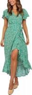 boho chic floral print wrap dress with ruffled flowy hemline for women's summer beach party - zesica midi dress логотип