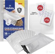 🥫 15x 5 gallon wallaby mylar bag bundle - silver (5 mil) with 20 oxygen absorbers & labels: long term food storage solution with resealable zipper, fda grade materials, air-tight and light-blocking design логотип