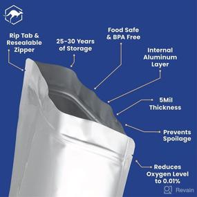 img 2 attached to 🥫 15x 5 Gallon Wallaby Mylar Bag Bundle - Silver (5 Mil) With 20 Oxygen Absorbers & Labels: Long Term Food Storage Solution with Resealable Zipper, FDA Grade Materials, Air-Tight and Light-Blocking Design