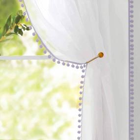 img 4 attached to Lavender Pom Poms Semi-Sheer Curtains Rod Pocket Voile Tasseled Linen Look Set Of 2 Curtain Panels 54 X 108 In Naturoom