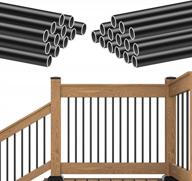 muzata 25pack 36" aluminum deck balusters black indoor outdoor deck railing porch staircase stair spindles 3/4 inch hollow round for wood and composite deck wt01 logo
