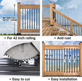 img 1 attached to Muzata 25Pack 36" Aluminum Deck Balusters Black Indoor Outdoor Deck Railing Porch Staircase Stair Spindles 3/4 Inch Hollow Round For Wood And Composite Deck WT01