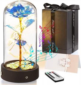 img 4 attached to 🌹 Sister's Gift - Beauty and the Beast Blue Glass Rose Music Box, Eternal LED Rose Flowers for Mom - Perfect for Mother's Day, Birthday, Christmas, Anniversary, Valentine's Day - Ideal Presents for Women, Wife